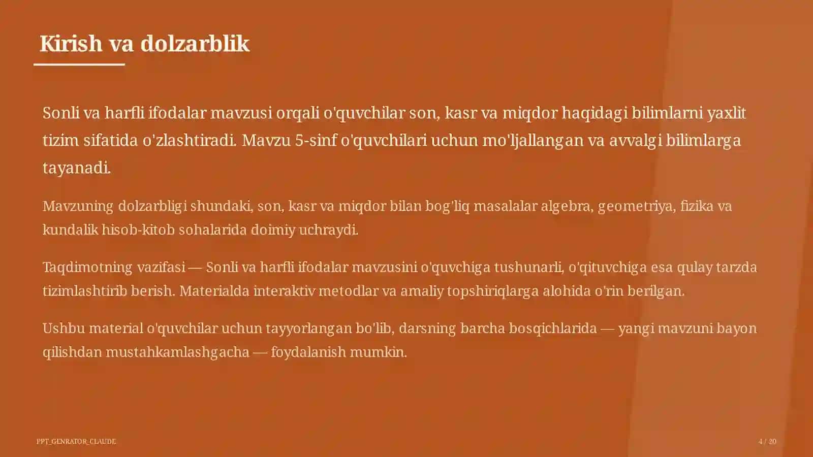 Sonli va harfli ifodalar (5-sinf) 4