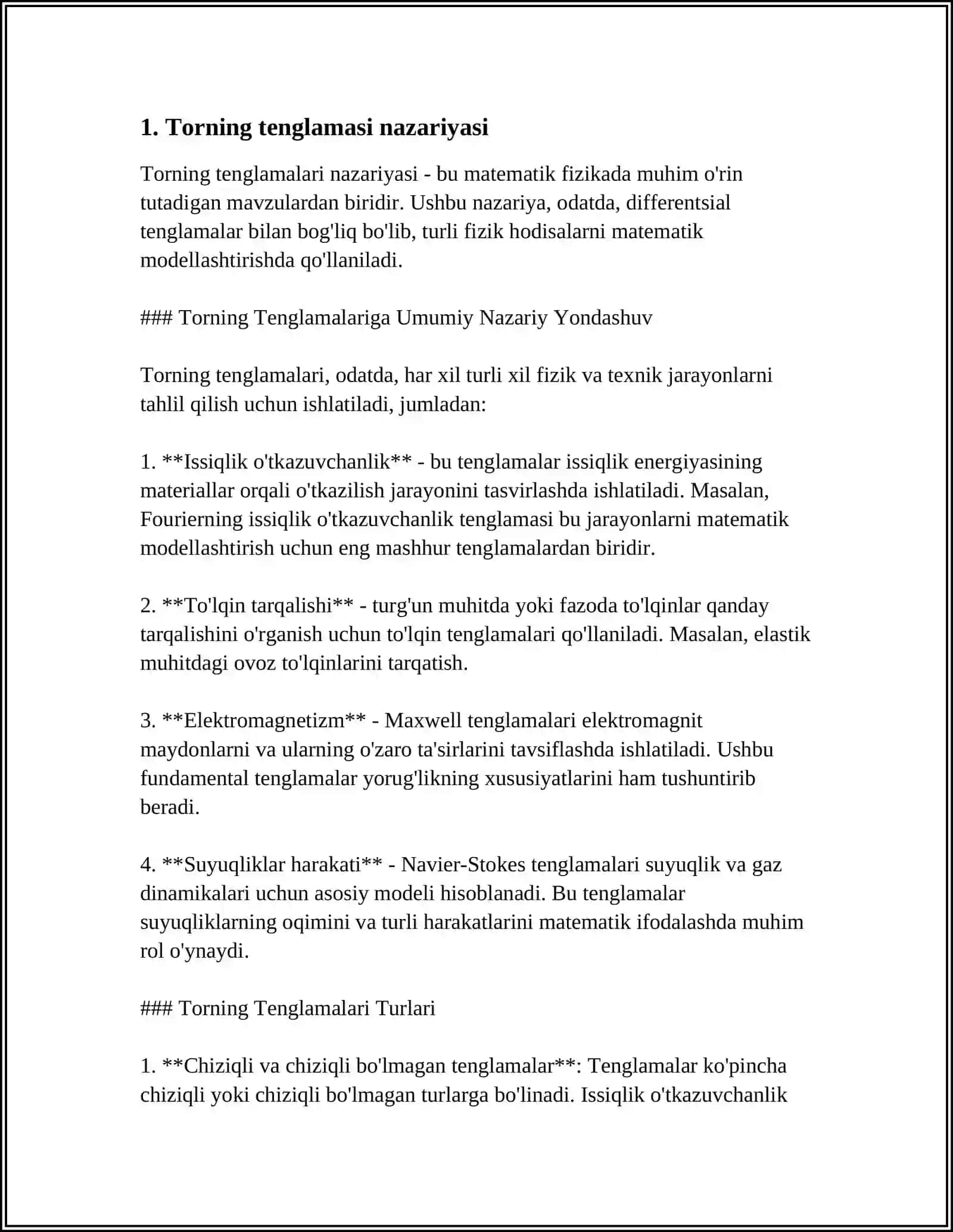 TORNING TEBRANISH TENGLAMASINI DALAMBER USULI VAOʻZGARUVCHILARINI AJRATISH FEʼRE USULI BILAN YECHISH 4
