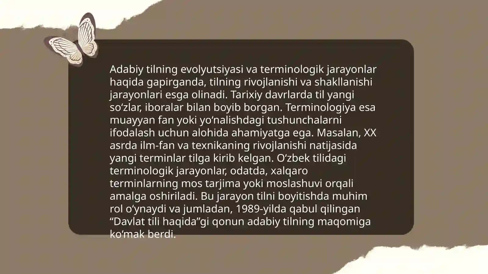 Terminologiyadagi oʻzgarishlarning umumadabiy tildagi jarayonlar bilan bevosita bogʻliqligi 4