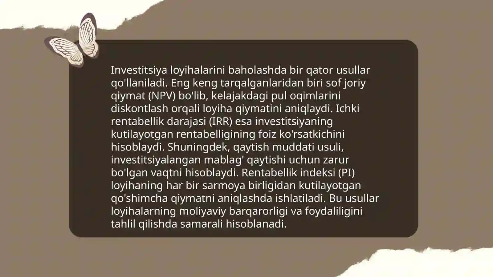 Kapitalni bujetlashtirish metodlari va amalyoti 4