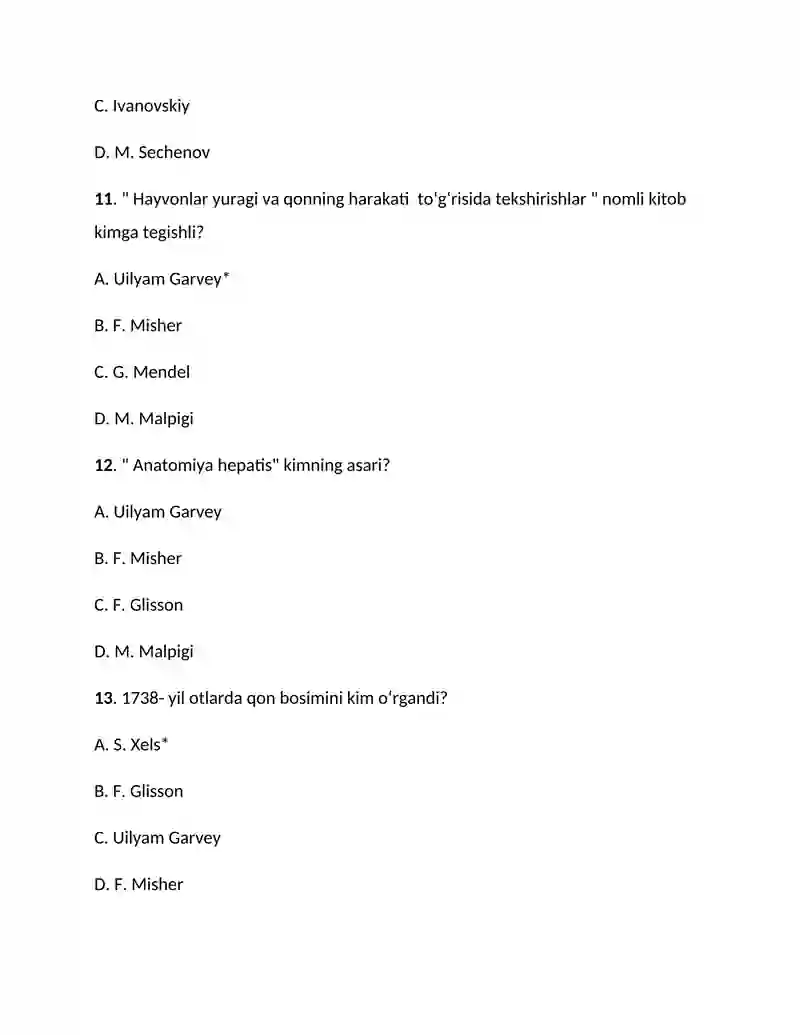 Fiziologiya test savollar 4