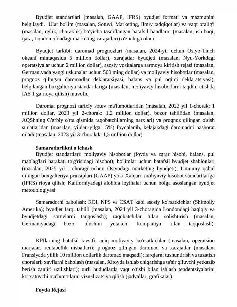 Byudjet hisobining standartlari va ularning mazmuni 4