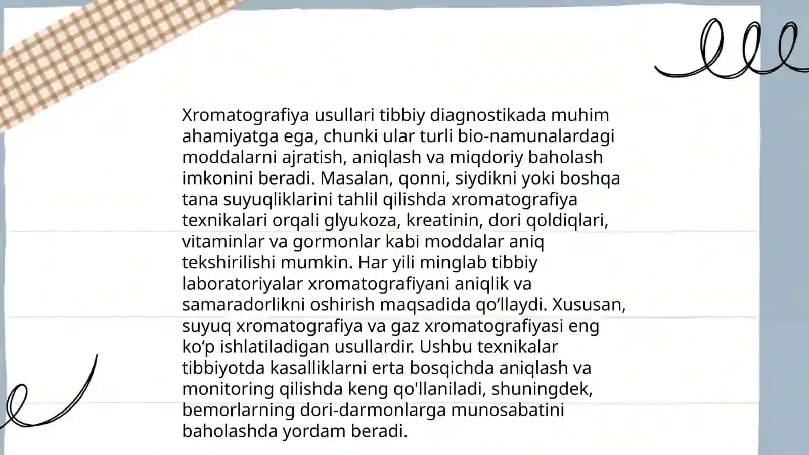 Xromatografiyaning tibbiy izlanishlardagi imkoniyati 4