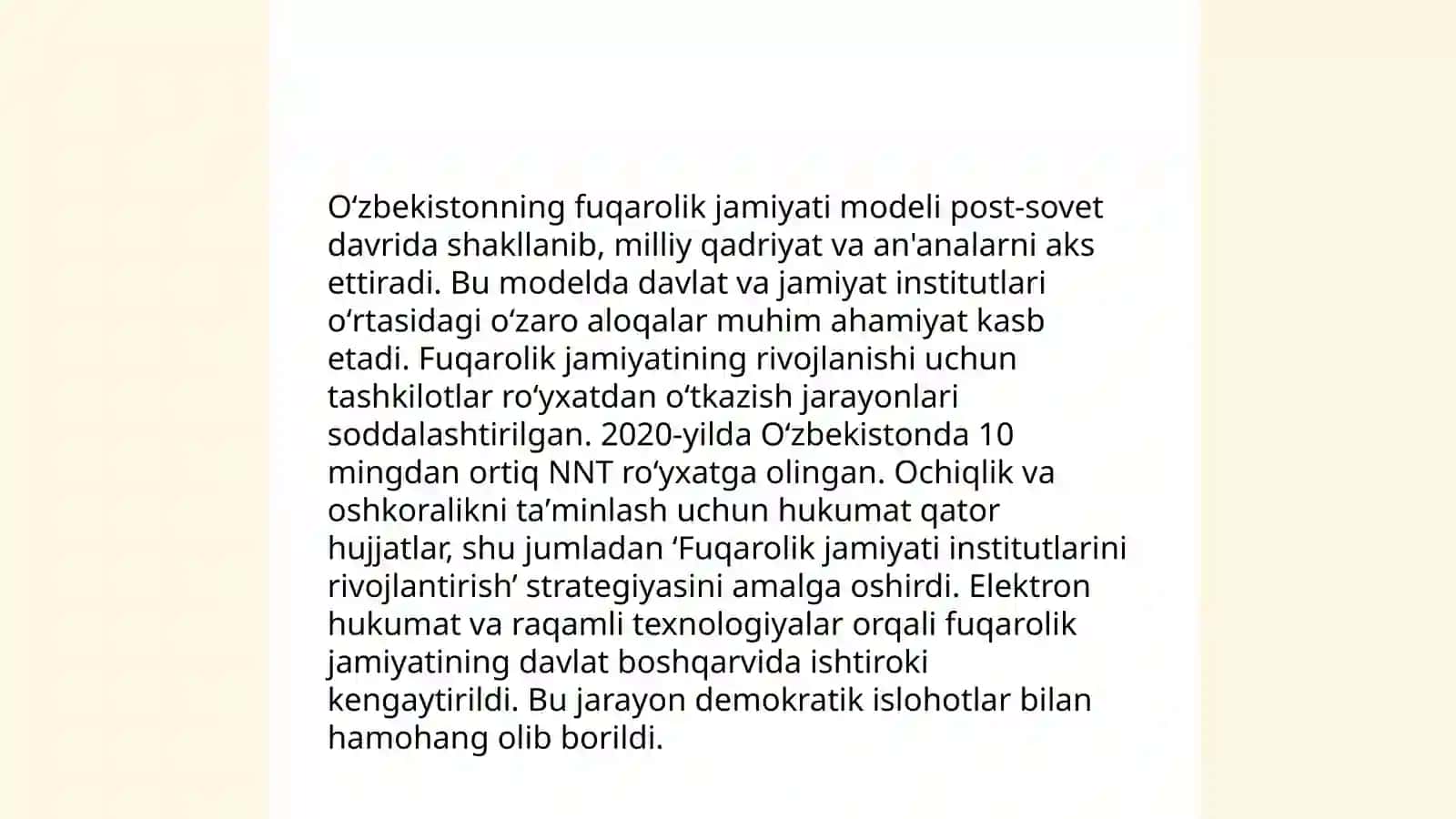 O'zbekistonda Demokratik, Fuqarolik Jamiyati Asoslarining Shakllanishi, Amalga Oshirilgan Siyosiy Isholotlar 4