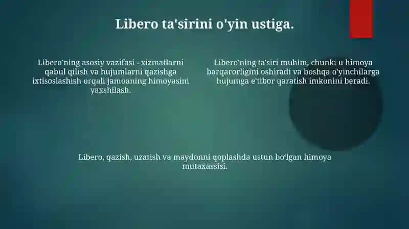 Voleybol o’yinidagi libero o’yinchi vazifasi 4