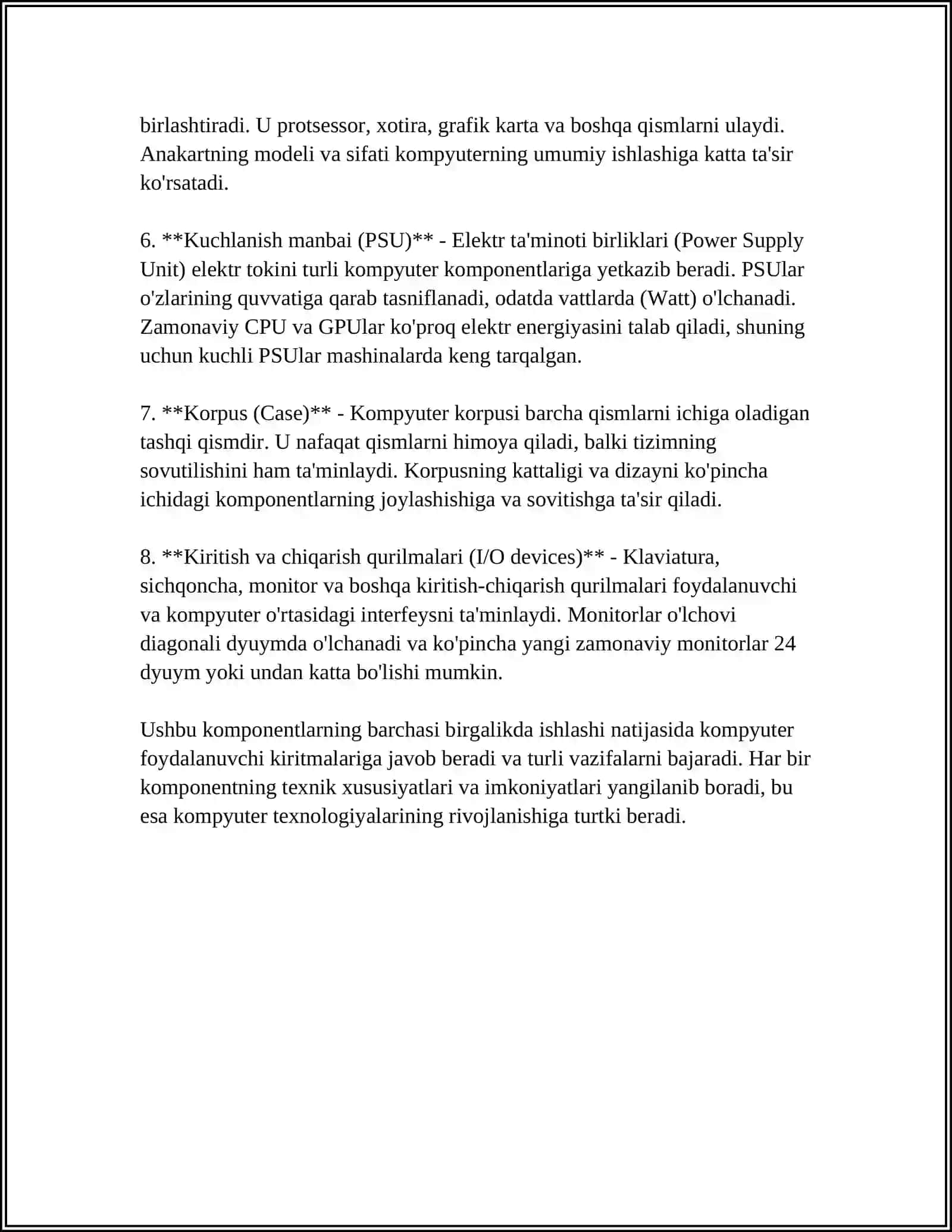 Kompyuterning asosiy qismlari va ishlash printsipi 4