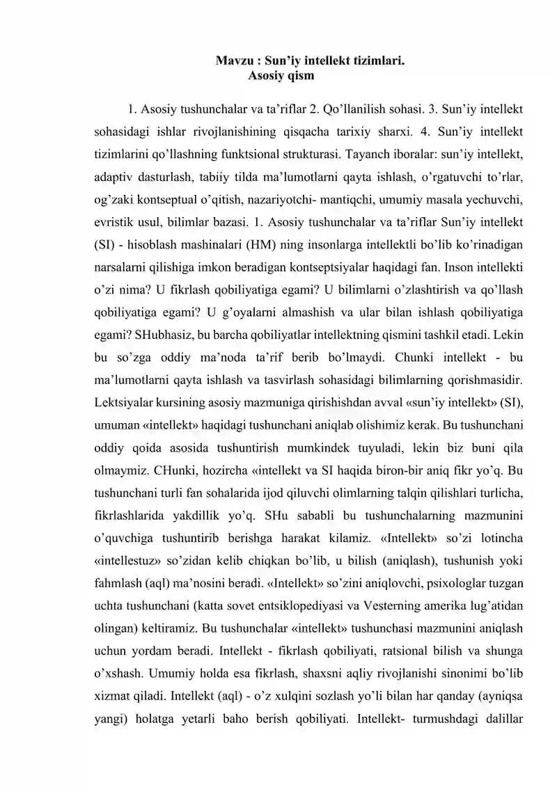 "Sun’iy intellekt tizimlari" 4