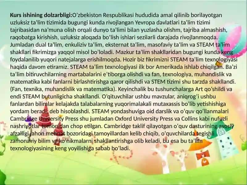 MAKTABGACHA TA’LIMDA STEAM TA’LIM TEXNOLOGIYASI 4