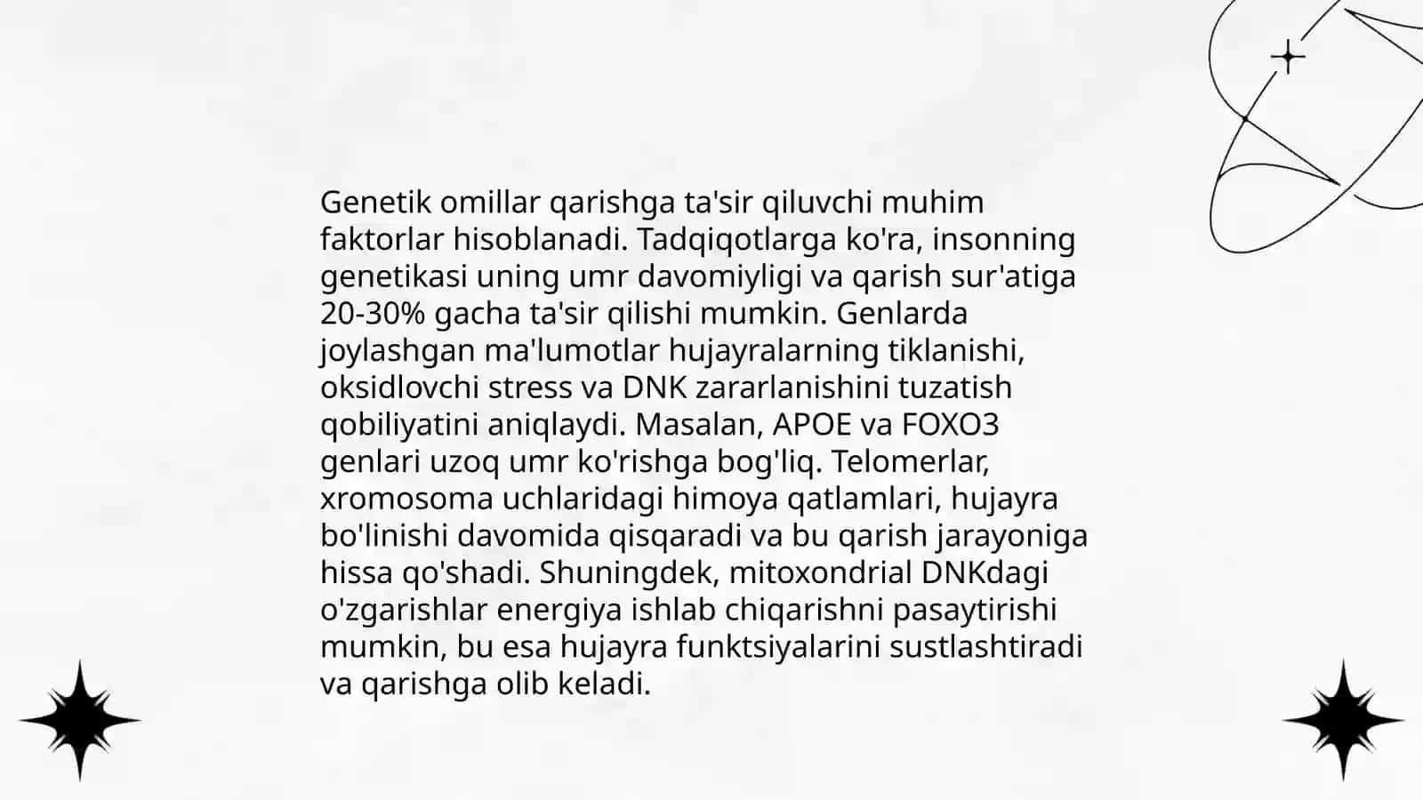 Qarish jarayonining kechishi va davriyligi Qarish jarayonida anatomik va fiziologik o'zgarishlar 4