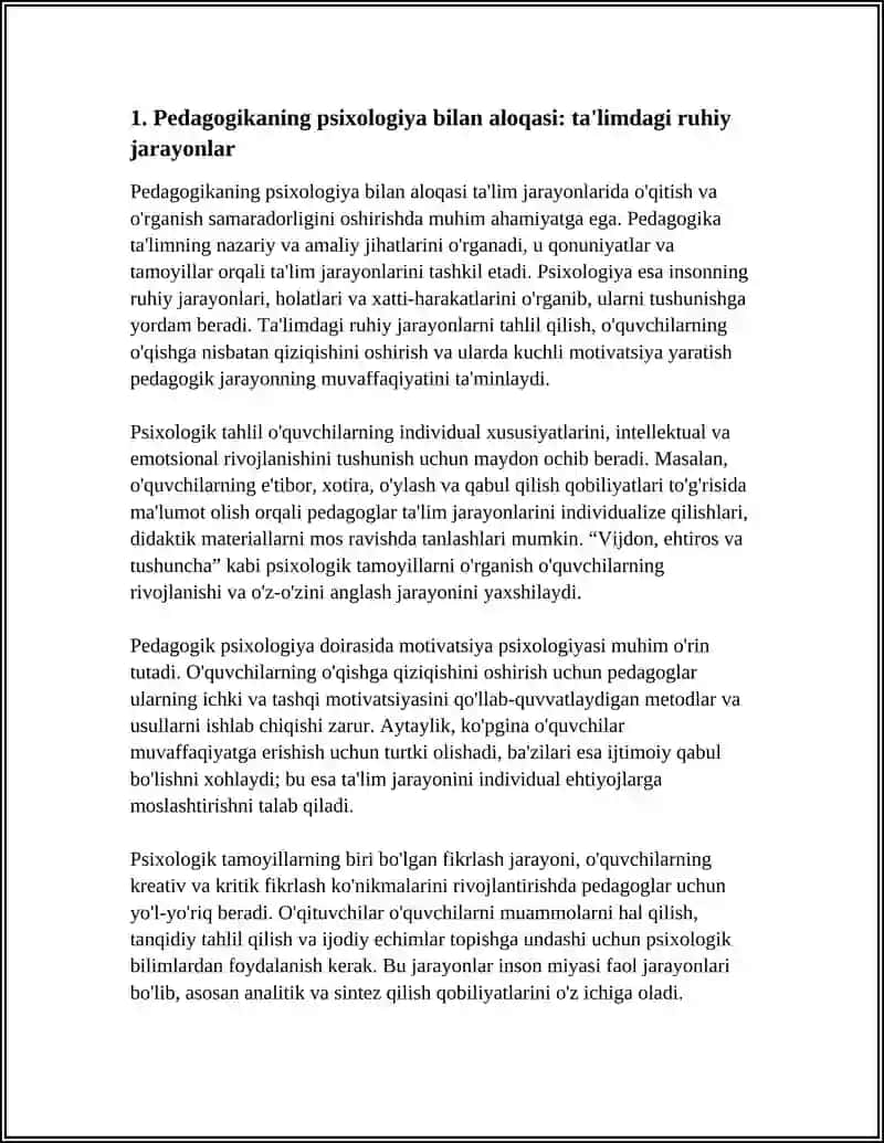 Pedagogikaning psixologiya bilan aloqasi 4