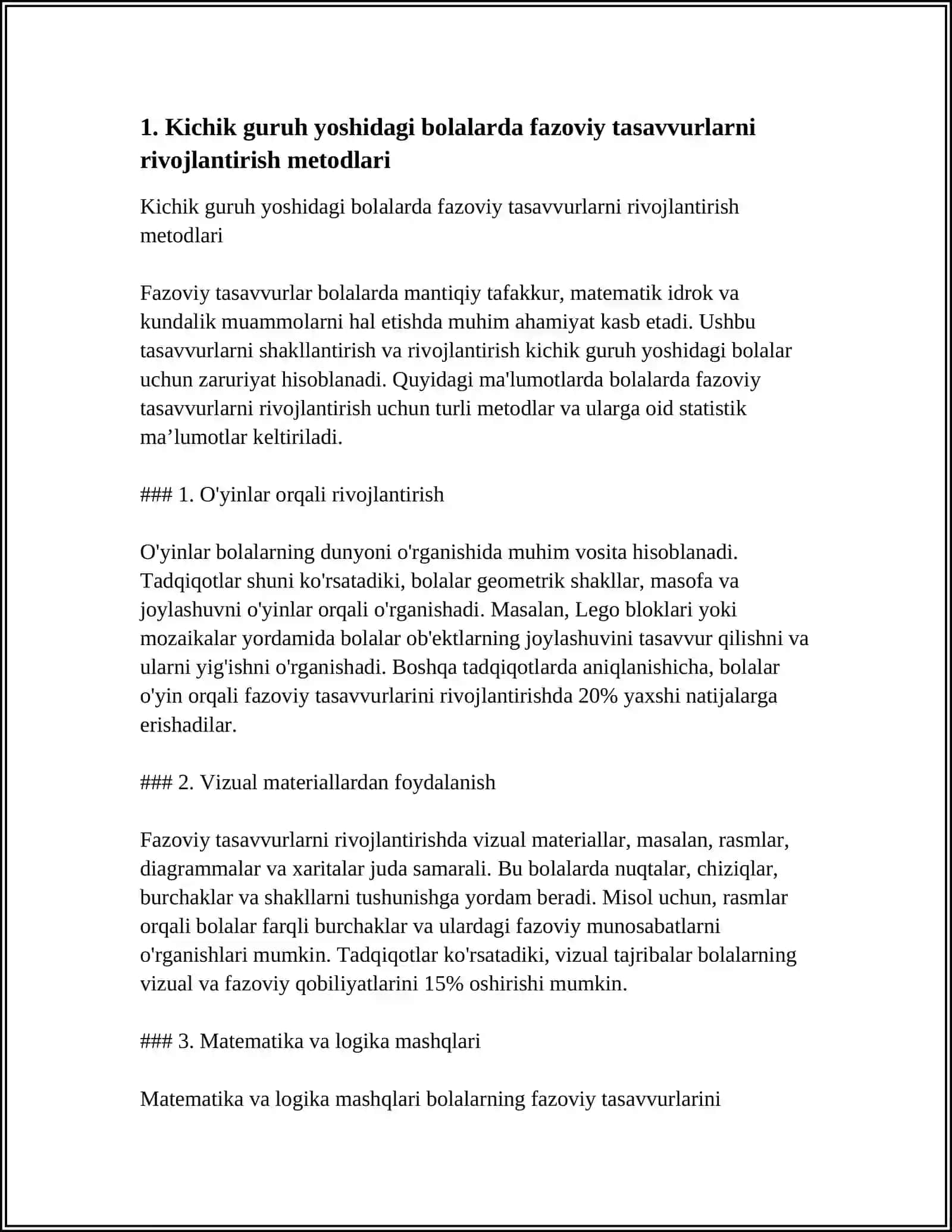 Kichik guruh yoshidagi bolalarda fazoviy tasavvurlarni shakllantirish 4