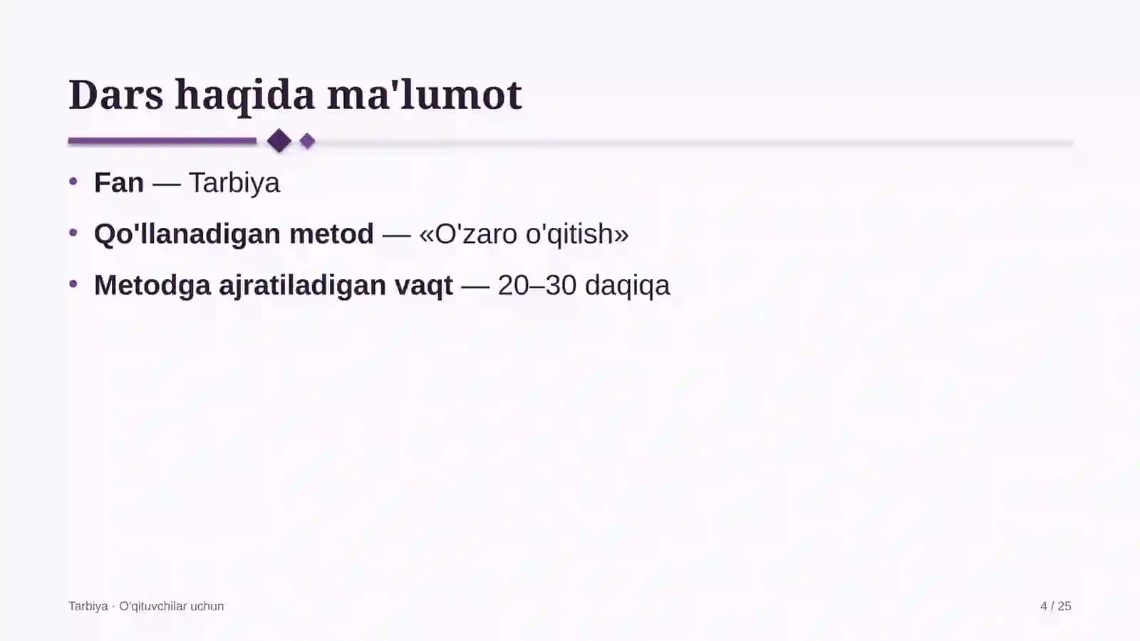 tarbiya darslarida o'zaro o'qitish metodidan foydalanish 3375 4