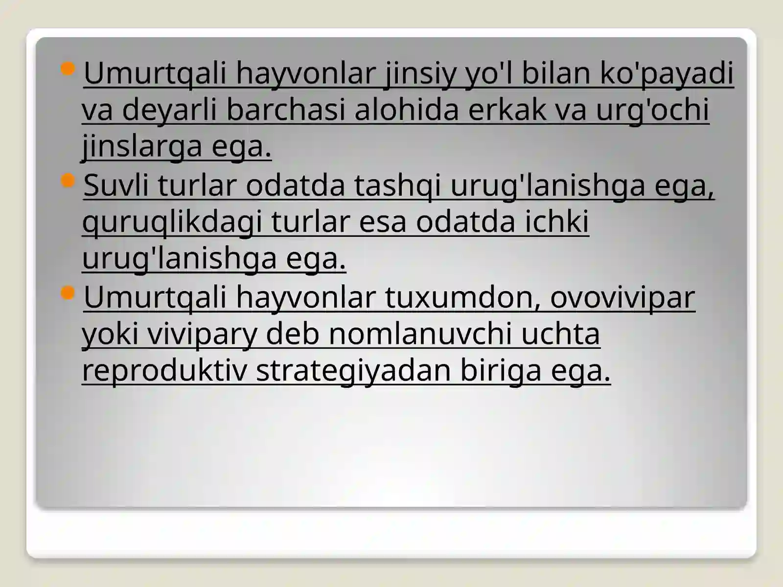 Umurtqali hayvonlarning ko'payishibiologiyasi 4