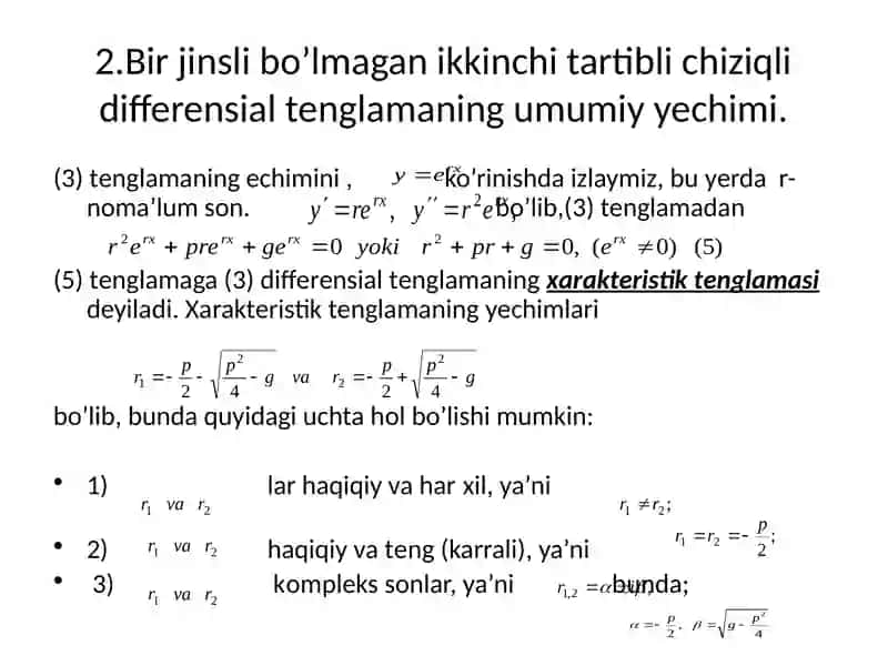 Chiziqlibirjinslio’zgarmaskoeffesientliikkinchitartiblidifferensialtenglamalar 4