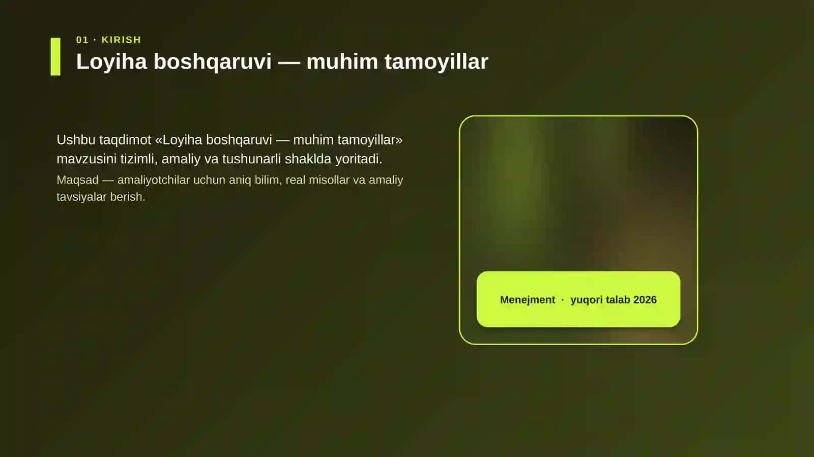 Loyiha boshqaruvi — muhim tamoyillar 4
