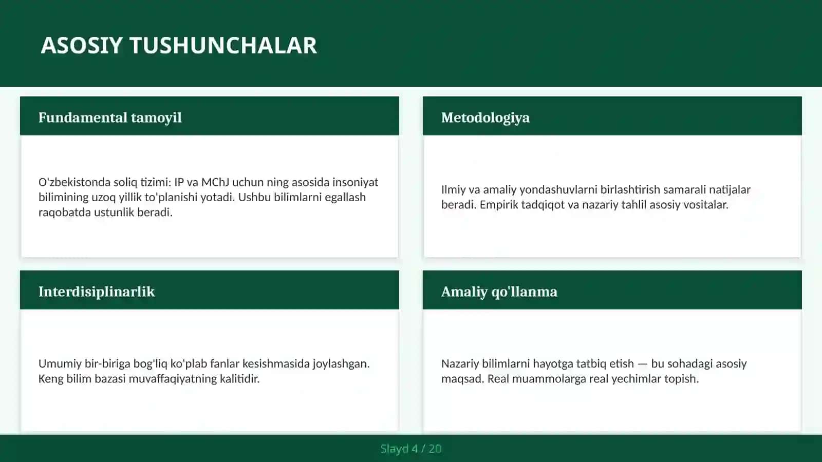 O'zbekistonda soliq tizimi: IP va MChJ uchun 4