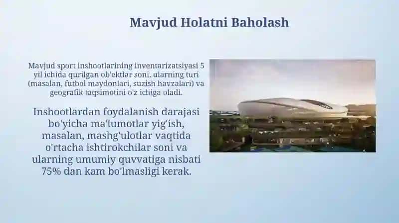 Shahar va qishloqlarda sport inshootlari tarmoqlari va rejalashtirish 4