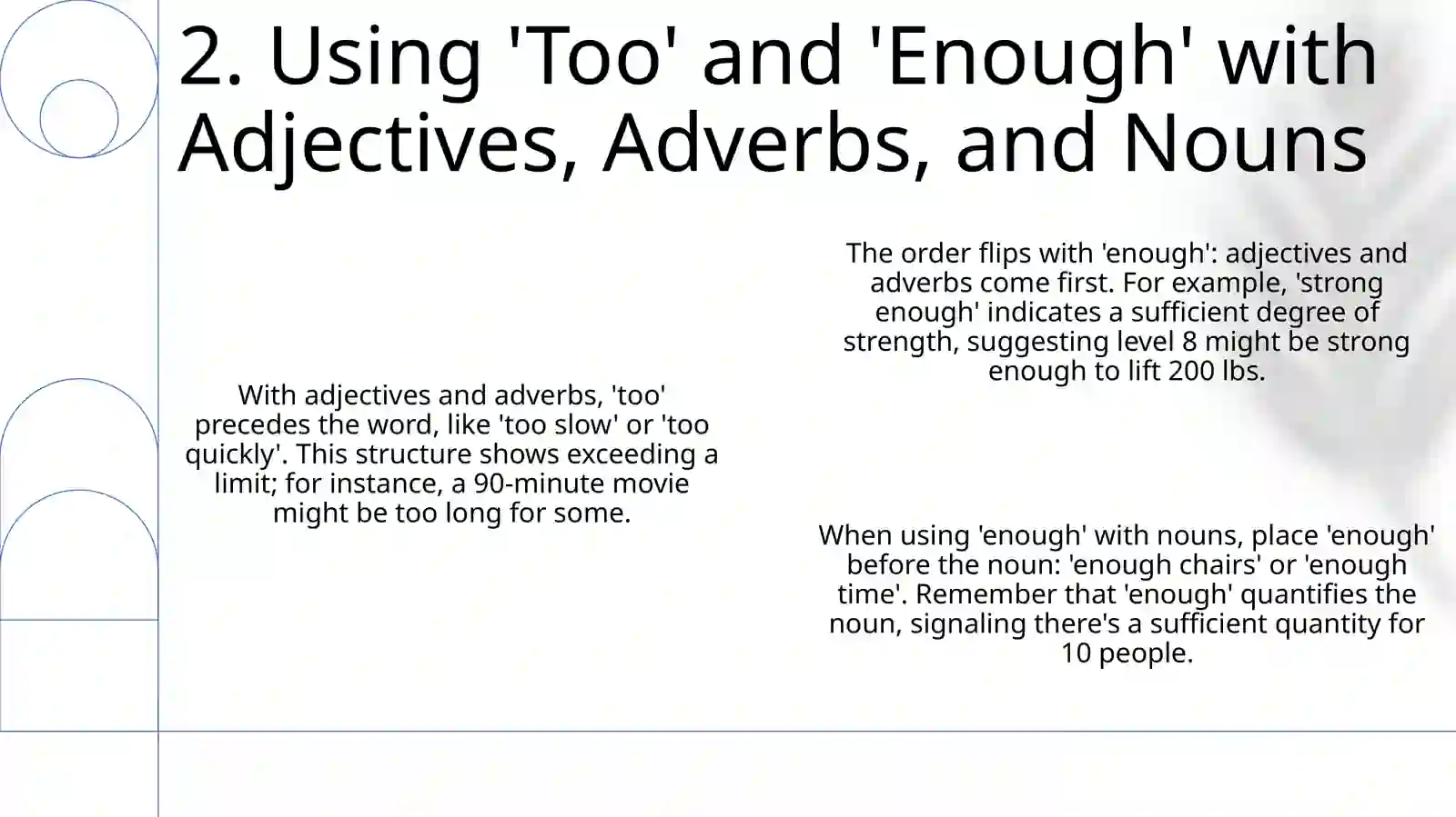 Presentation on 'Too' and 'Enough' 4