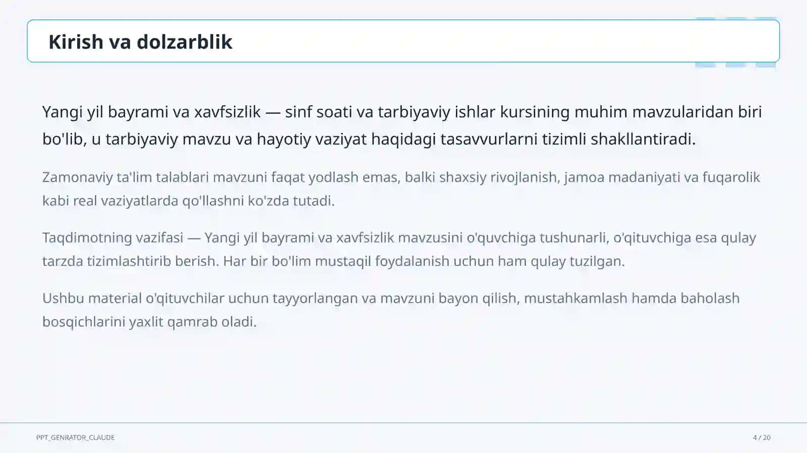 Sinf soati va tarbiyaviy tadbirlar 4