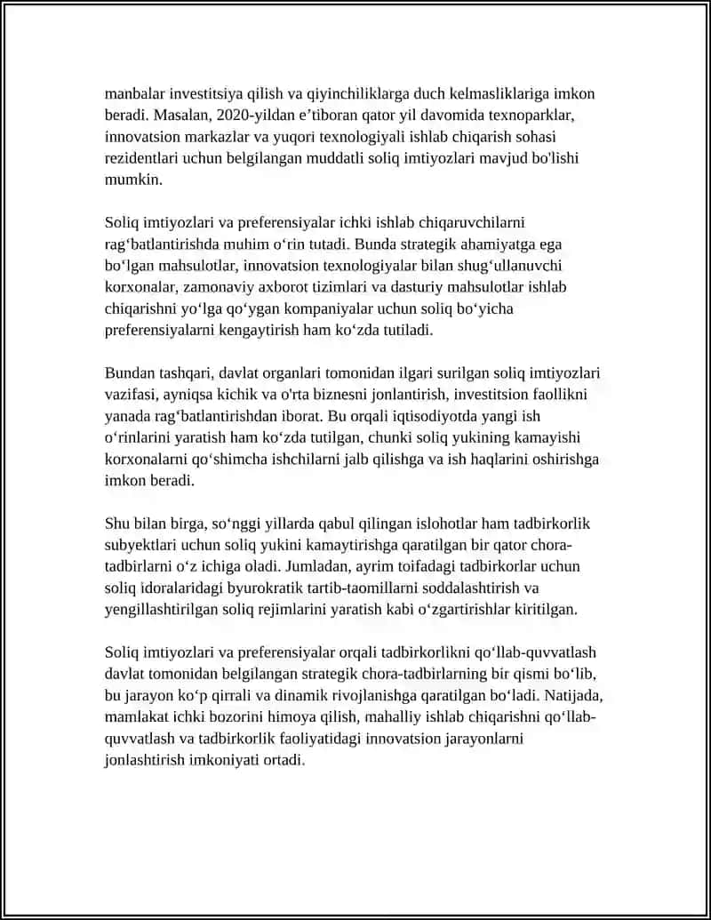 DAVLAT TOMONIDAN TADBIRKORLIKNI QOʻLLAB-QUVVATLASH 4