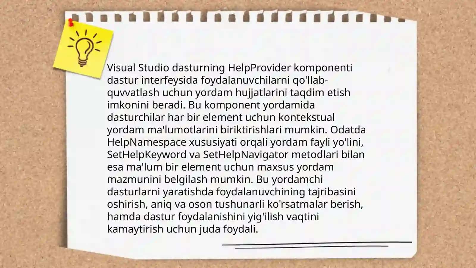 HelpProvider komponentasi yordamida dasturlar yaratish 4