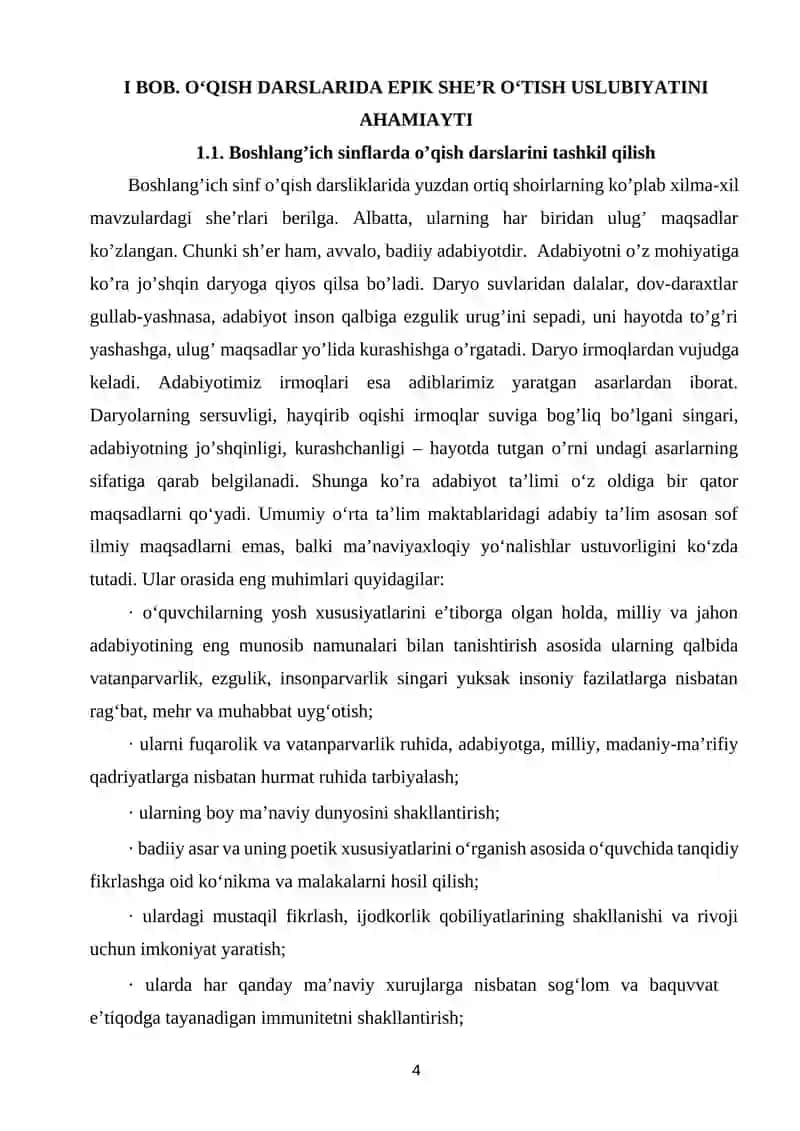 O'QISH DARSLARIDA SHE'R OʻTISH USLUBIYOTI 1-SINF ONA TILI O'QITISH METODIKASI 4