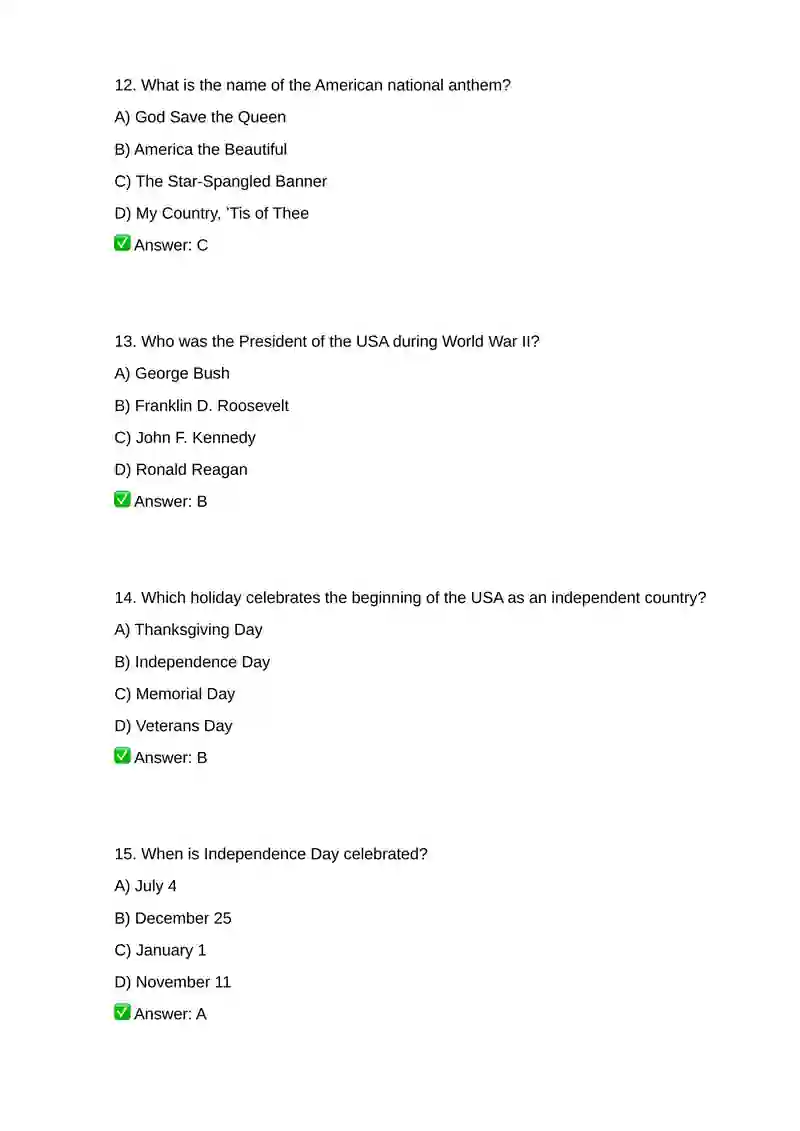 The USA (30 Questions with Answers) 4
