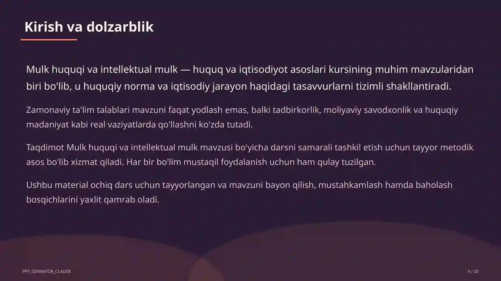 Mulk huquqi va intellektual mulk (11-sinf) 4