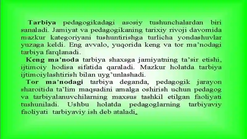 Pedagogik jarayon data rbiyaning mazmuni 4