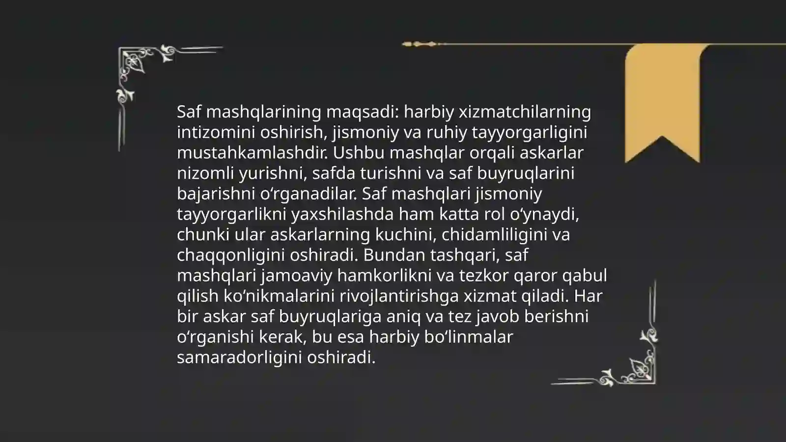 Saf mashqlari 4