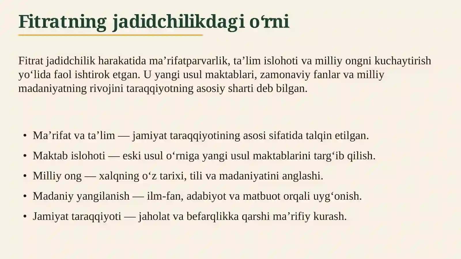FITRAT IJODIDA MILLAT VA MA'RIFAT MASALASI 4