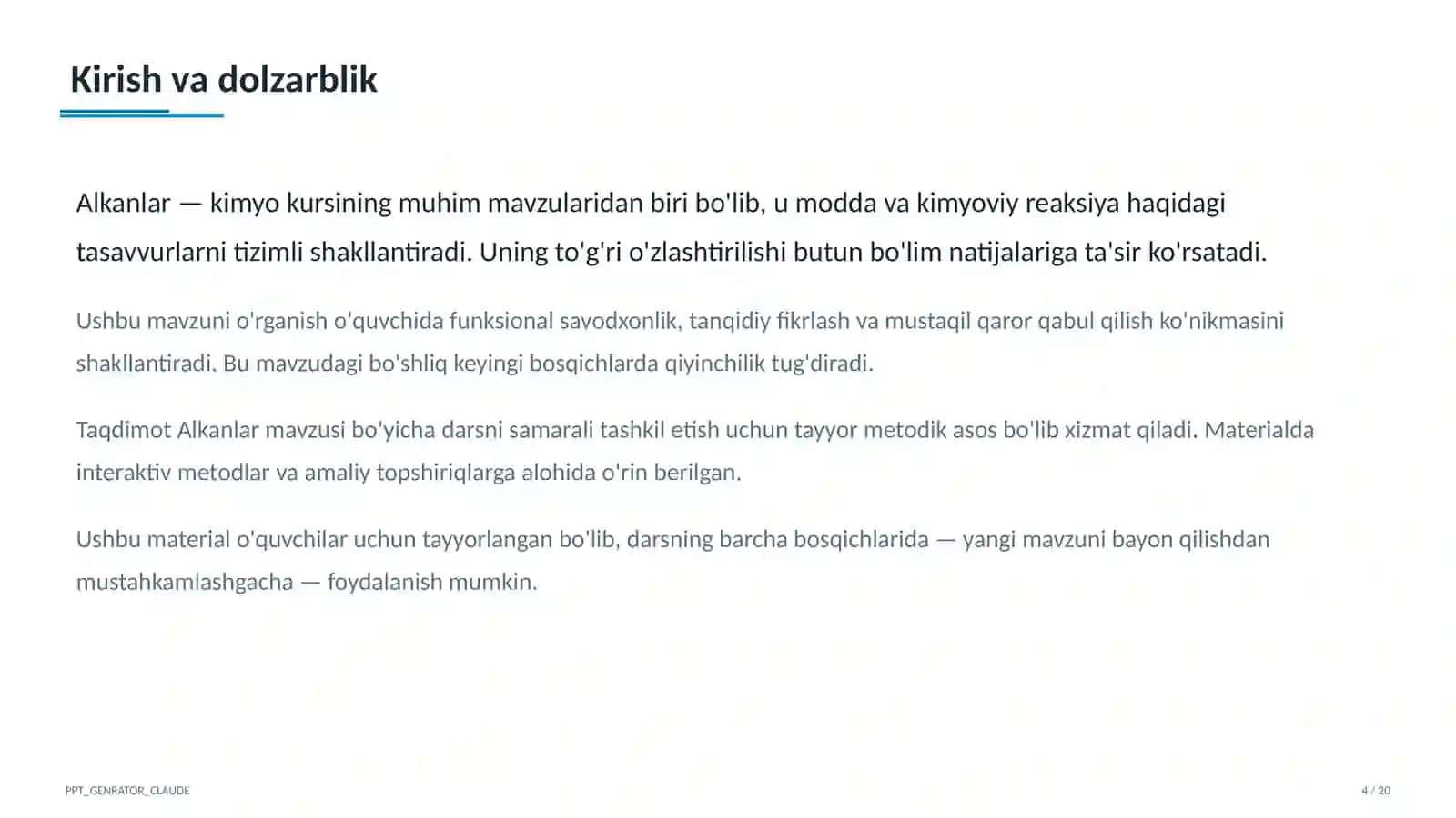 Alkanlar (10-sinf) 4