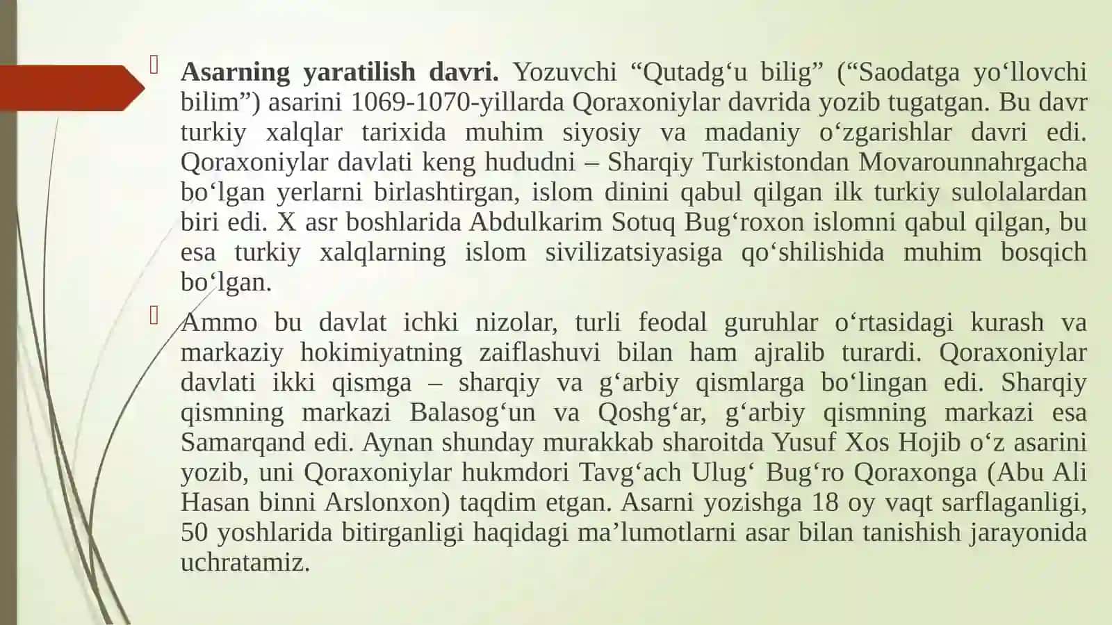 OʻZBEK MUMTOZ NASRIDA IJTIMOIY-SIYOSIY MASALALAR BADIIY TALQINI (“QUTADGʻU BILIG” ASARI TALQINIDA) 4