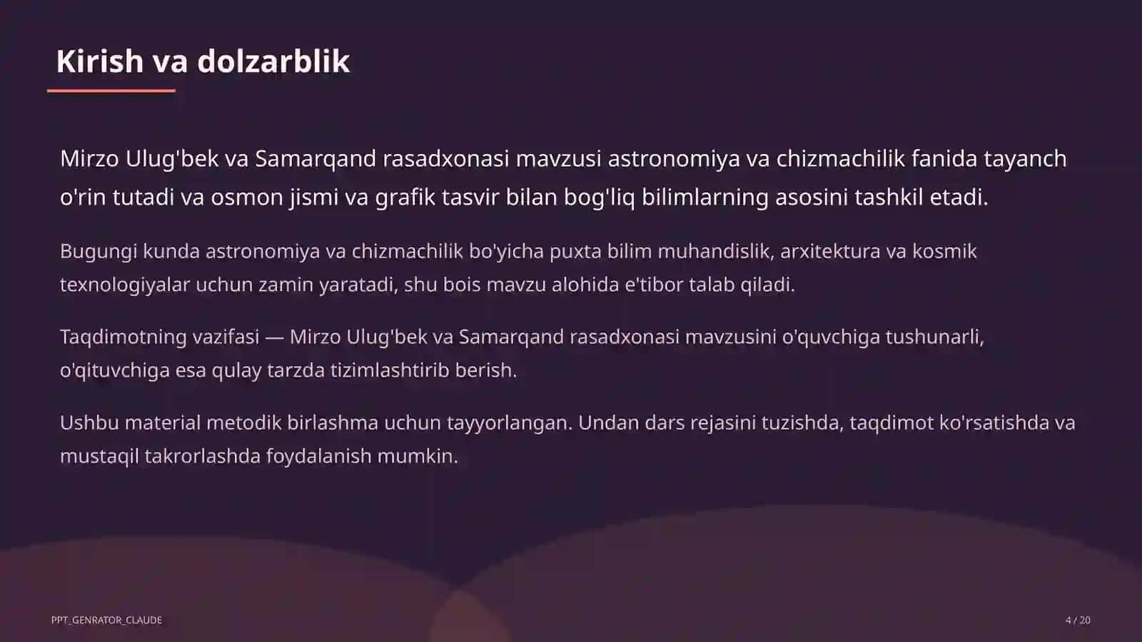 Mirzo Ulug'bek va Samarqand rasadxonasi (10-sinf) 4