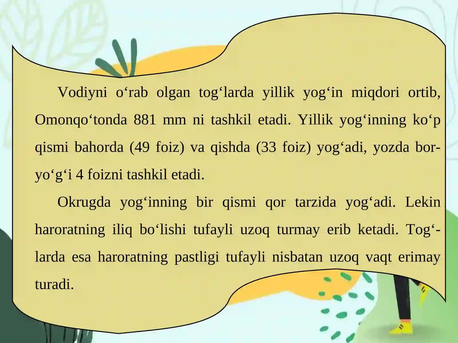 O’rta Zarafshon iqlimi, ichki suvlari, tuproqlari, o‘simlik qoplami va hayvonot dunyosi 4