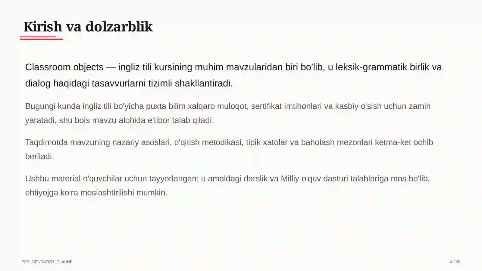 Dars rejasi 4