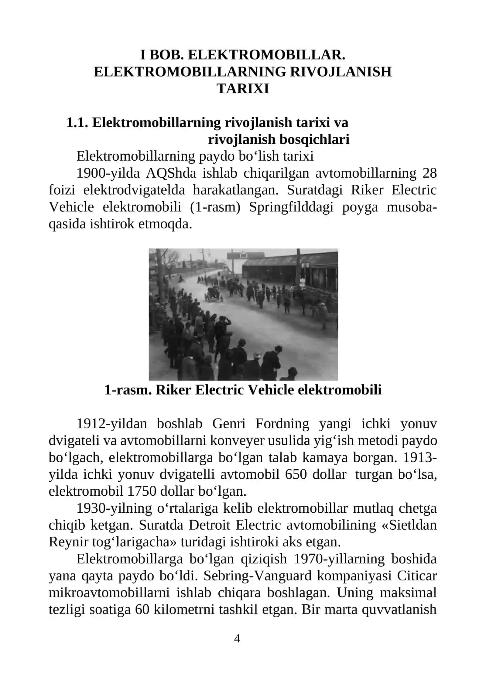 ELEKTROMOBILLAR TUZILISHI VA ULARGA TEXNIK XIZMAT KOʻRSATISH 4