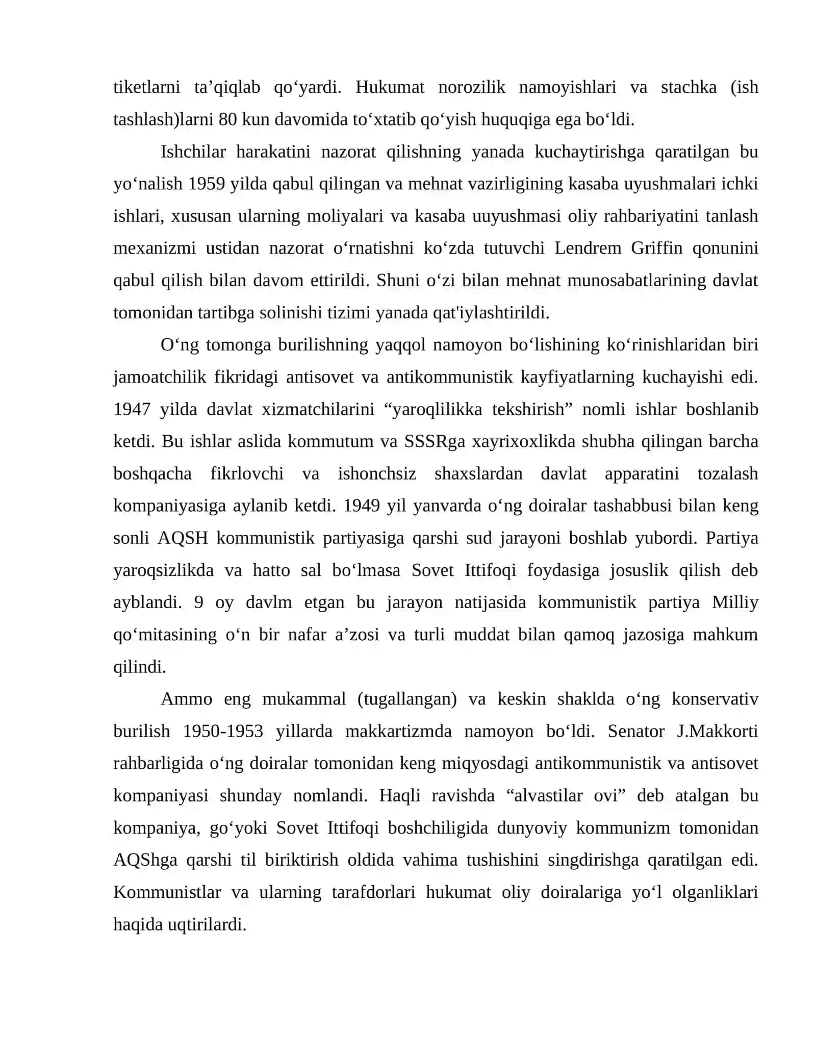 «Ikkinchi jahon urushidan keyingi davrda AQSH» 4