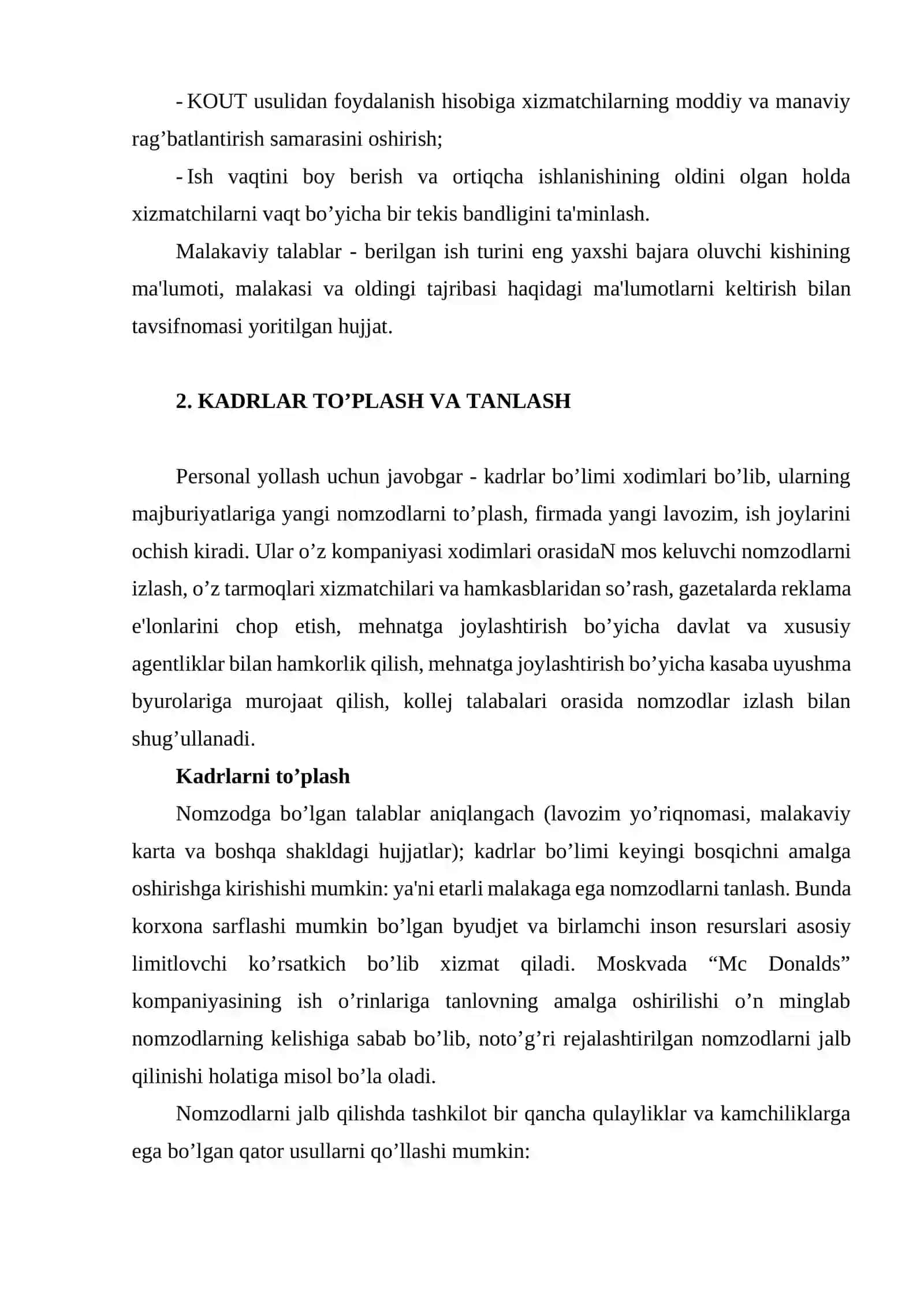 Kadrlarni to’plash va tanlash usullari 4