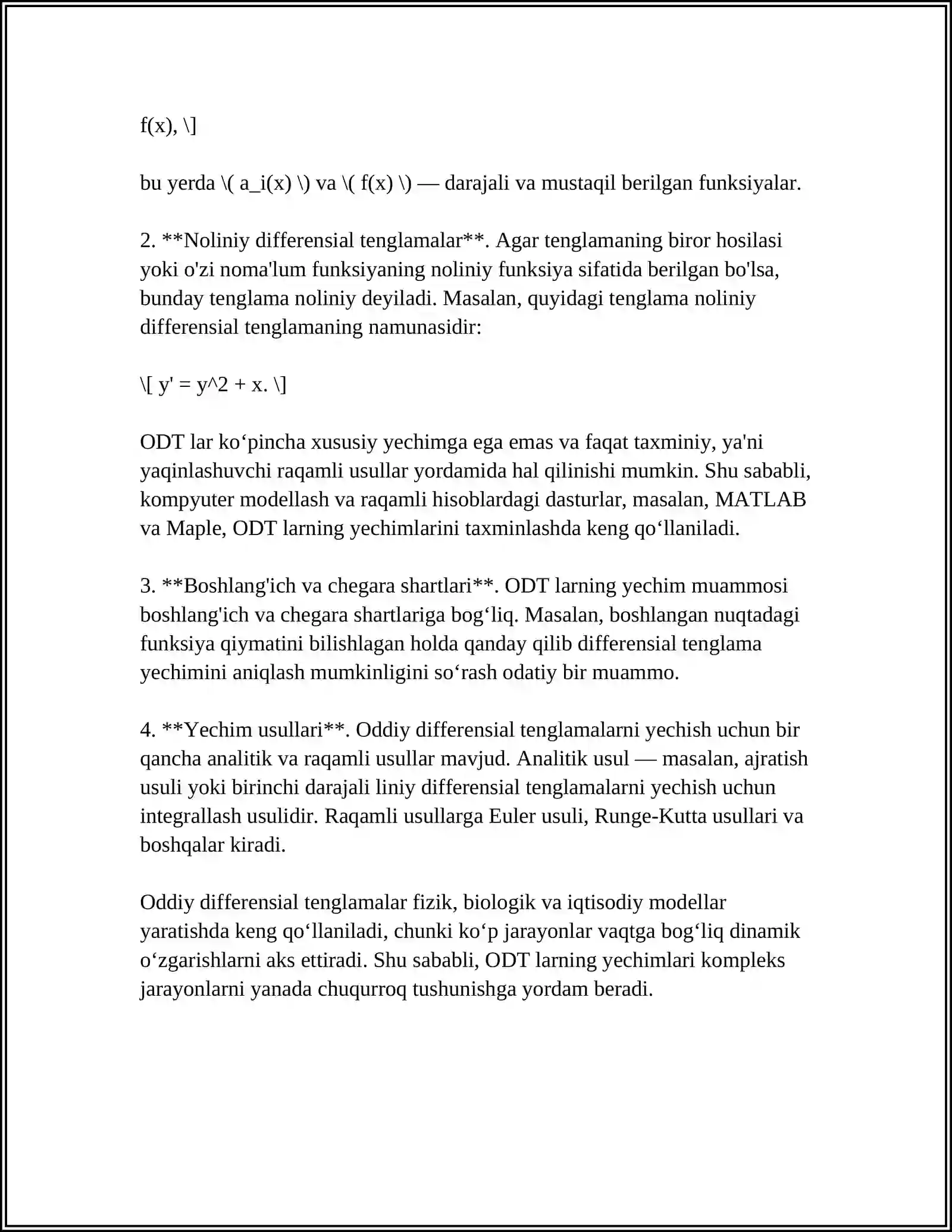 Oddiy differensial tenglamalar 4
