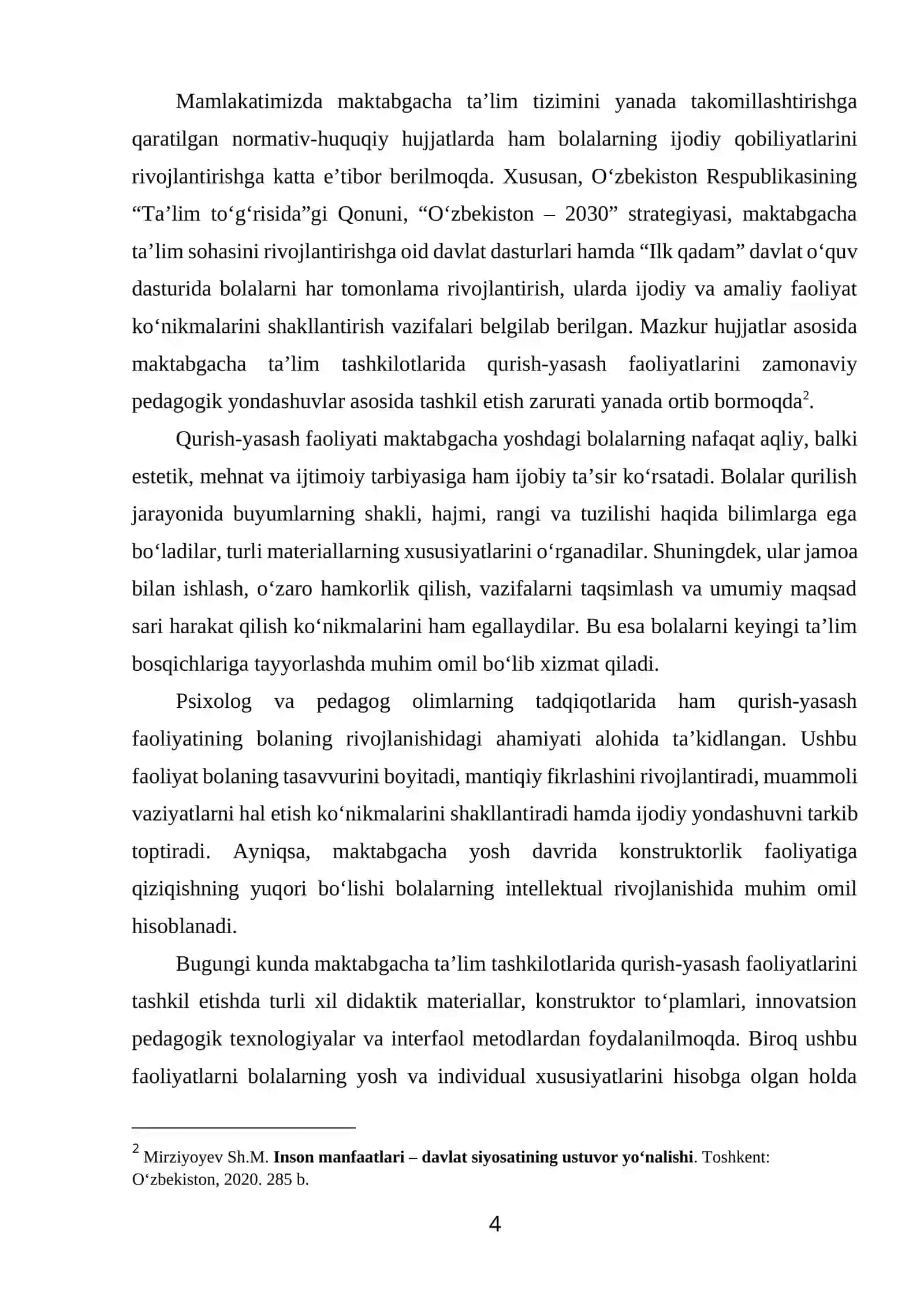 MAKTABGACHA TA'LIM XUSUSIY METODIKASI FANIDAN 4