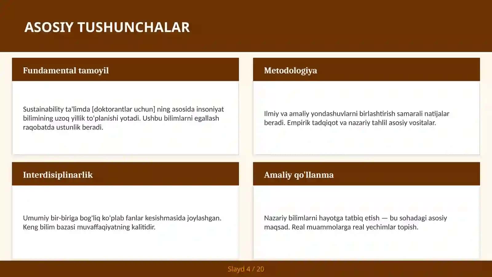 Sustainability ta'limda [doktorantlar uchun] 4