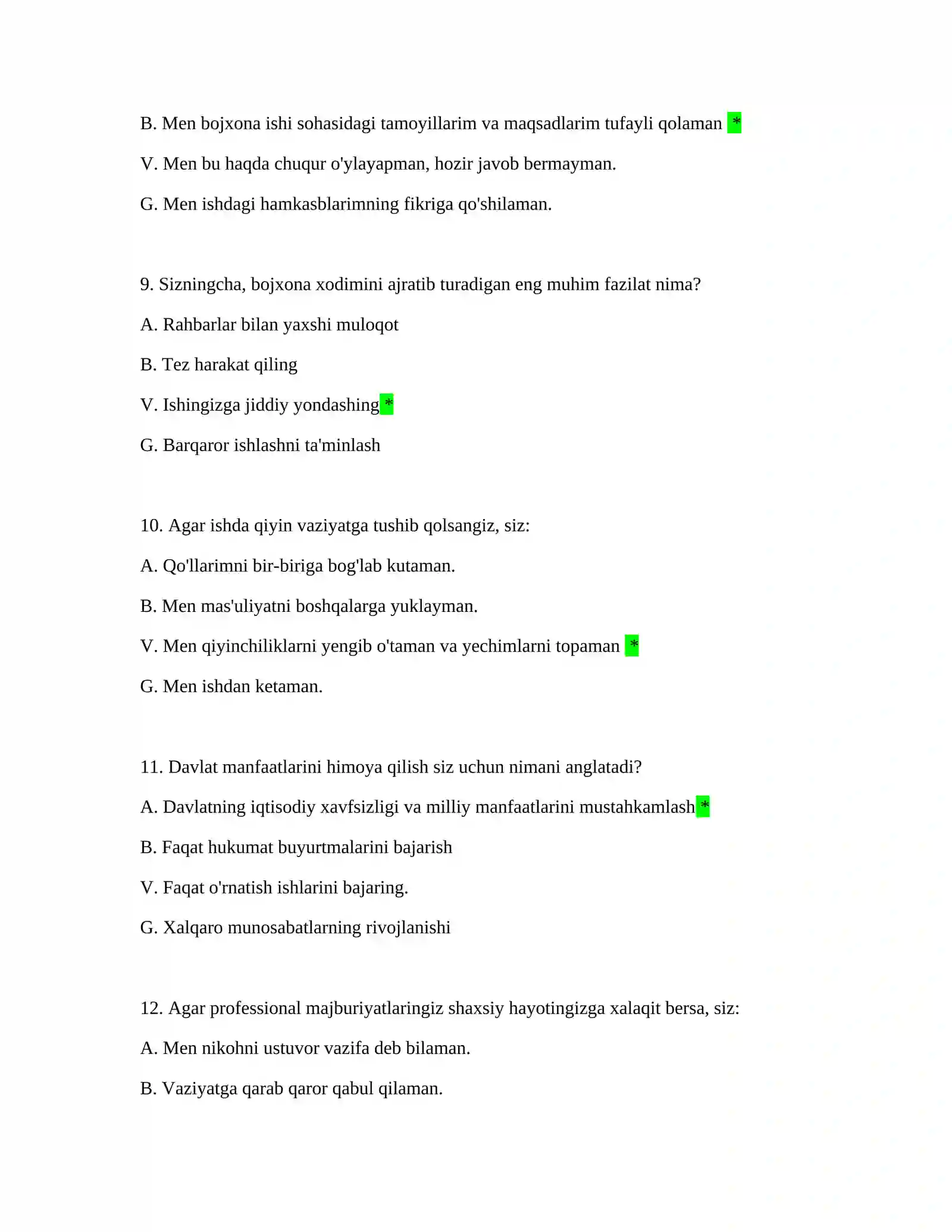 Bojxona akademiyasi 175 ta test 4