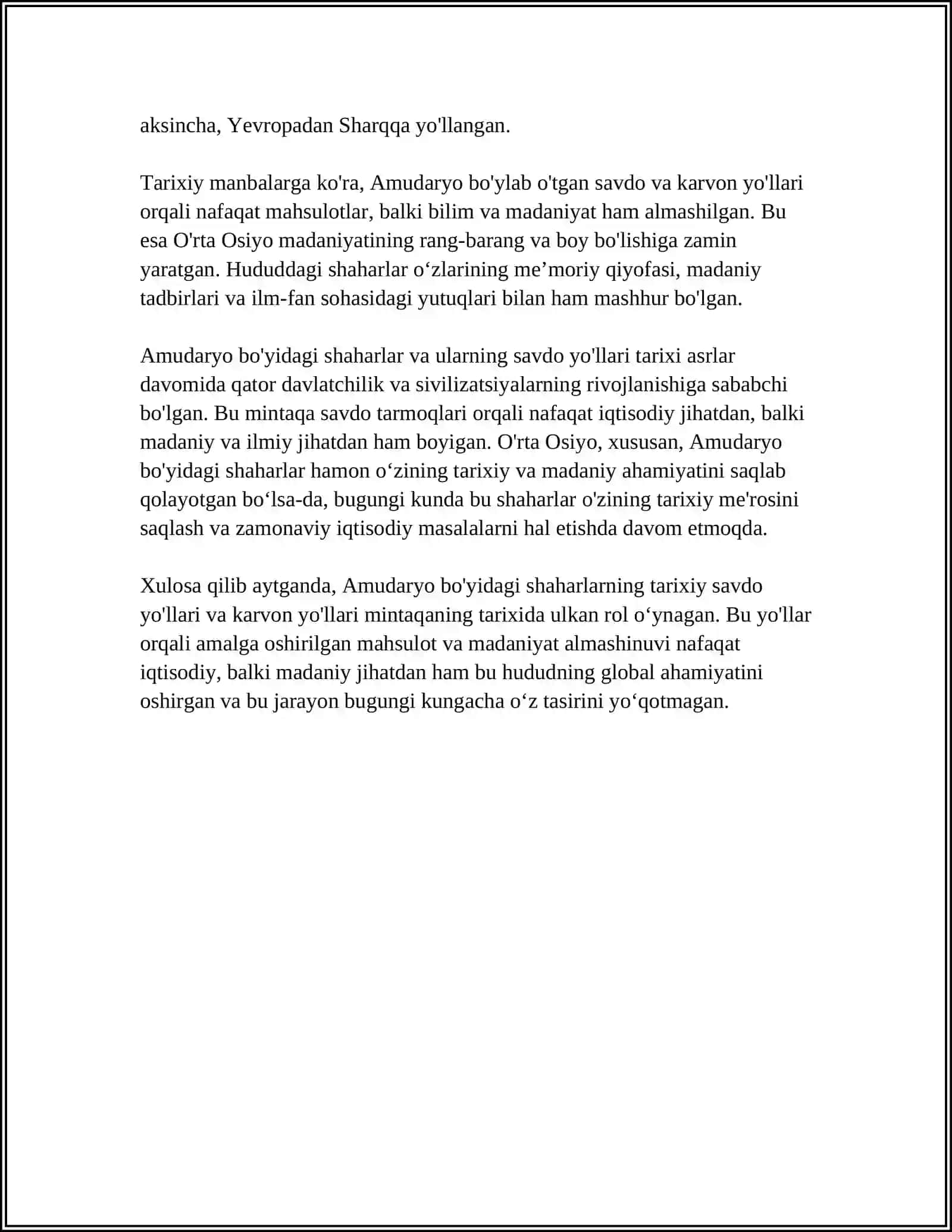 AMUDARYO BO'YIDAGI SHAHARLARNING SAVDO VA MADANIYATIDAGI O'RNI 4