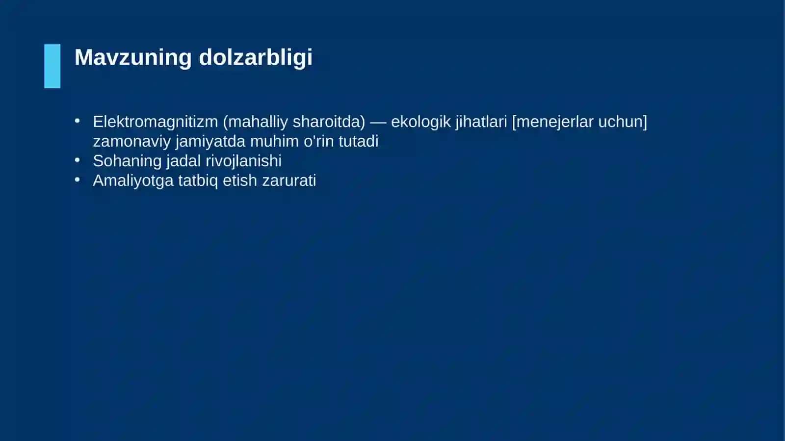 Elektromagnitizm (mahalliy sharoitda) — ekologik jihatlari [menejerlar uchun] 4