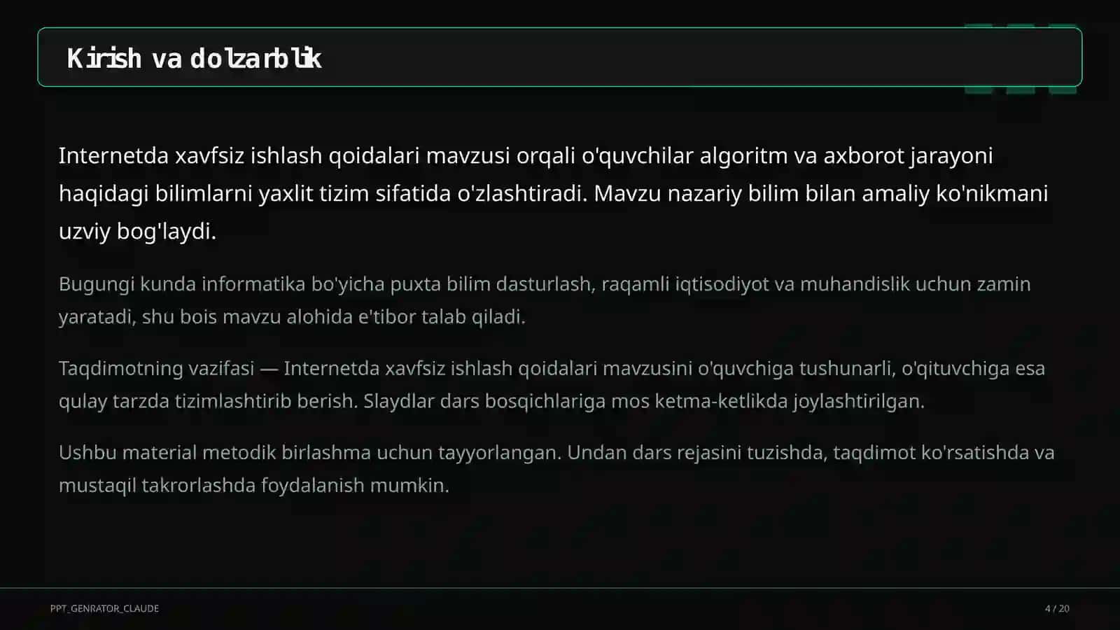 Internetda xavfsiz ishlash qoidalari (5-sinf) 4
