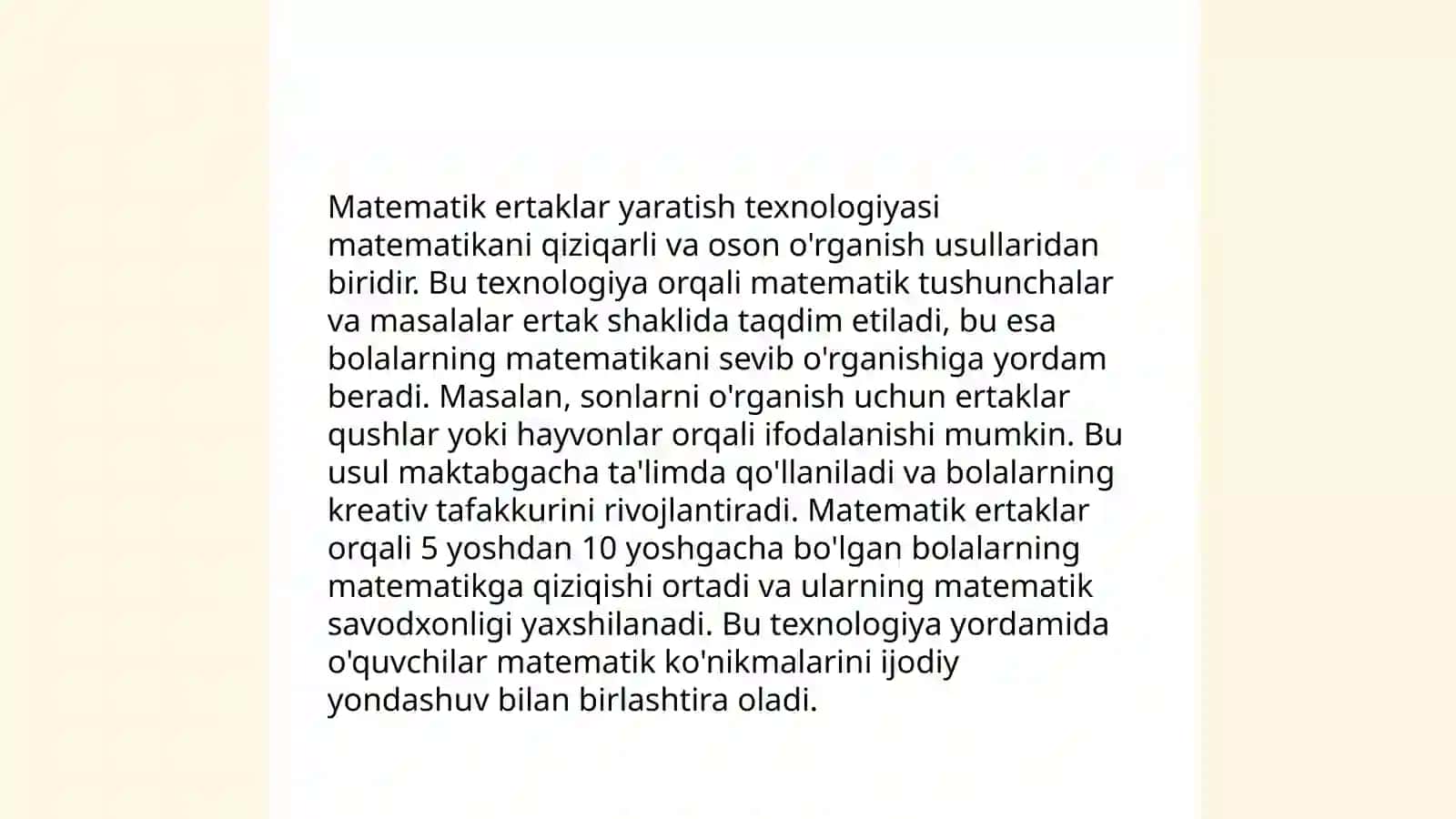 Matematikadan ekskursiyalar, ertaklar, o'yinlarni tayyorlash va o'tkazish metodikasi 4