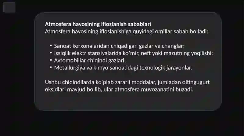 Ekologiya fanidan taqdimot loyihasi 4