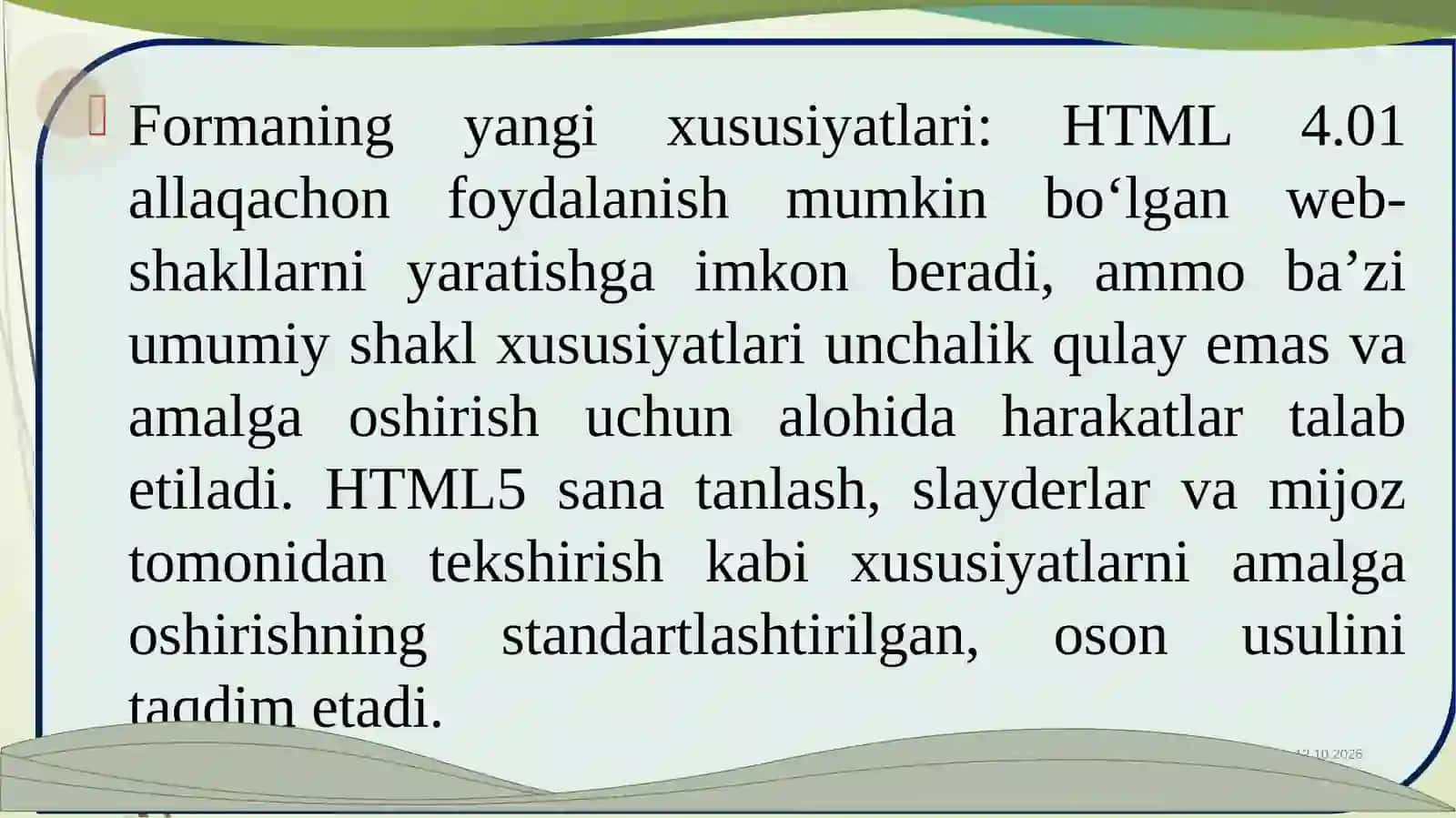 HTML ELEMENTLARI BILAN TA’NISHISH 4