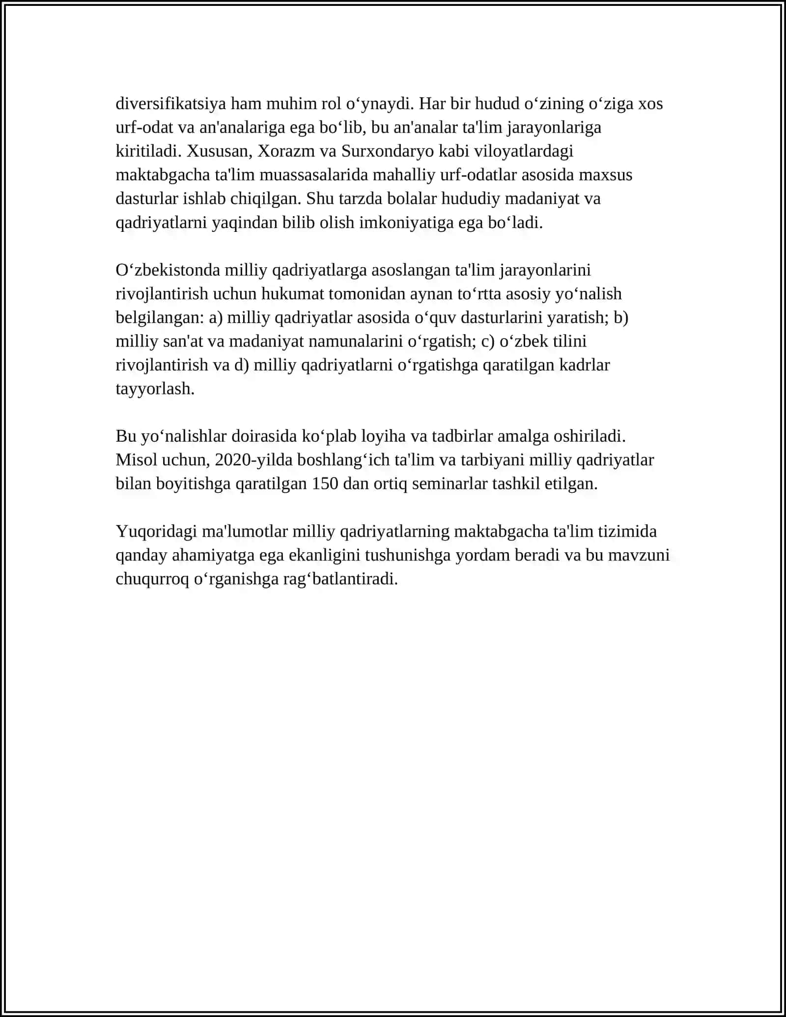 MAKTABGACHA TA'LIMDA MILLIY TARBIYA REFERAT 4